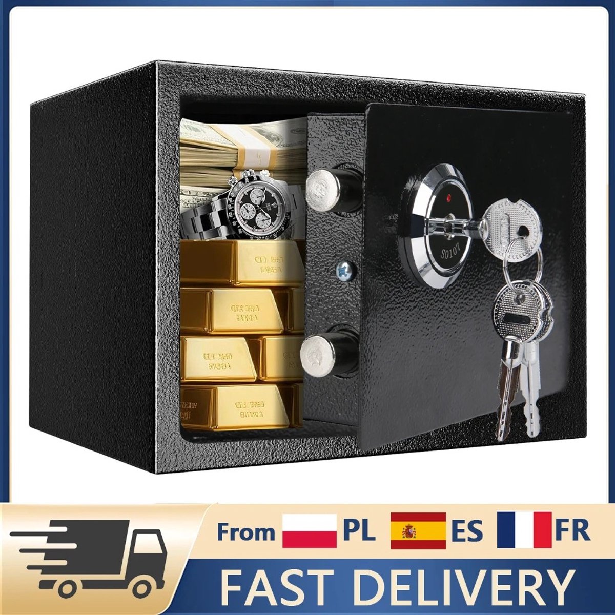 Dailygoods 4,6l Mechanische Kluis met 3 Sleutels, Sleutelbediende Slotenkluis, Dubbele Bit Slotenkluis van IJzer en Staa