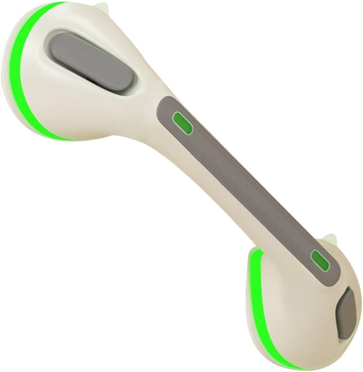 Douchegreep Zuignap - Badkamerbeugel Veiligheid - Veilige Ondersteuning - Indicator Groen/Rood - 40 cm Lengte - Grijs Wit