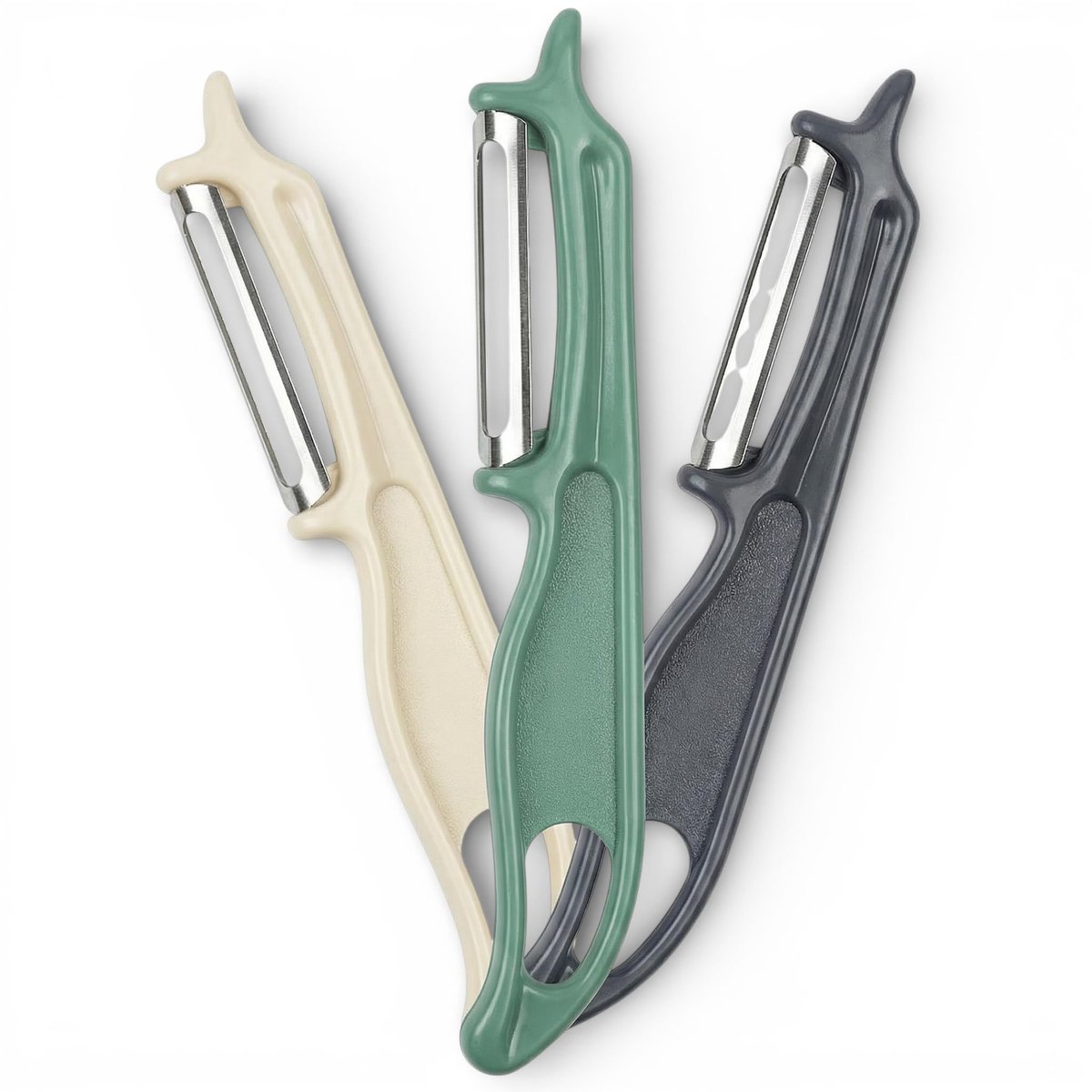 Dailygoods- Dunschiller 3-delig - Roestvrij Stalen Schilmes 15 cm - Ergonomische Handgreep - Groenteschiller - Set voor Keuken - Moderne Kleuren - Schilmessen