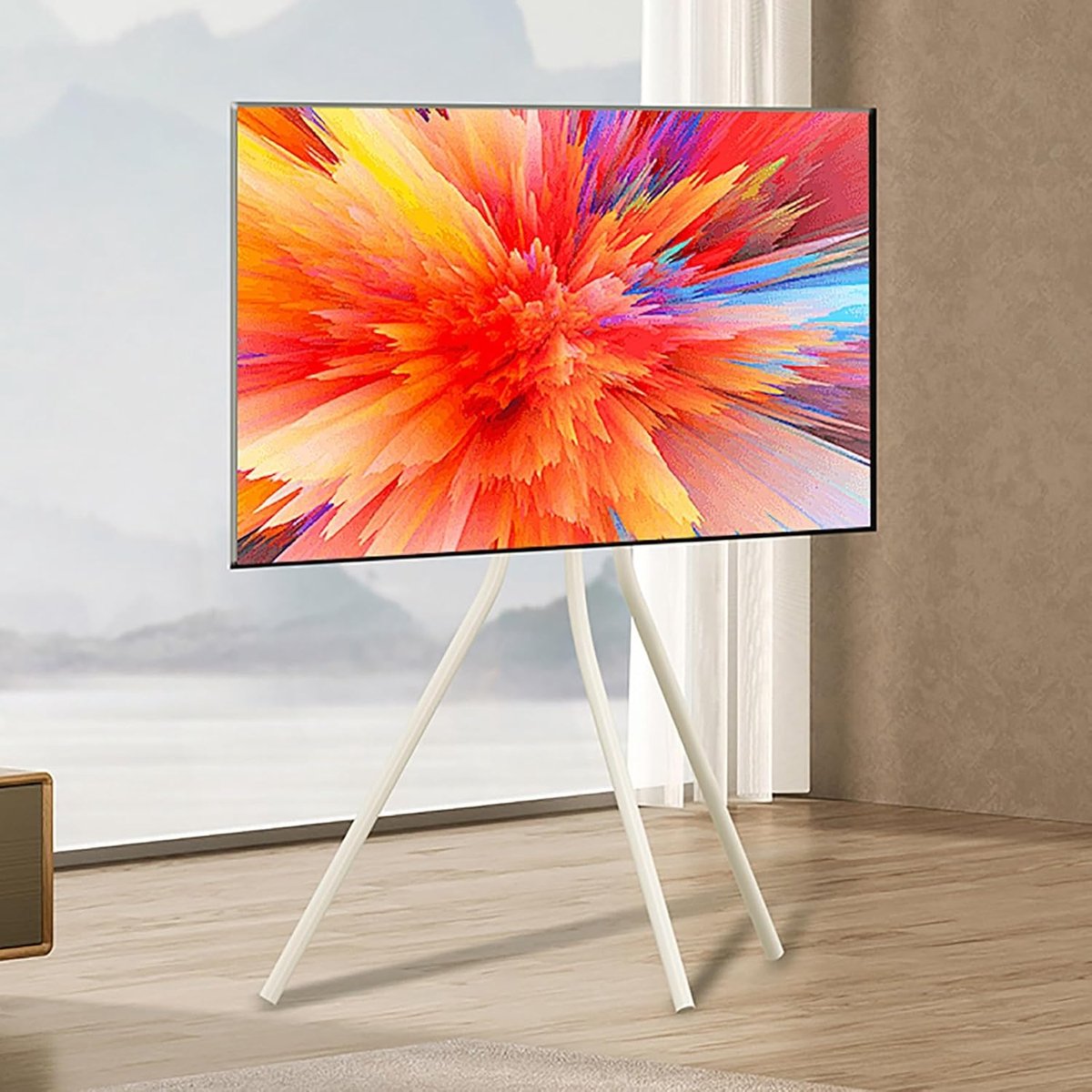 Tv Standaard - Televisievoet Vloer - Tv Plaatsen - Robuuste Metalen Constructie - 42-85 inch - Wit