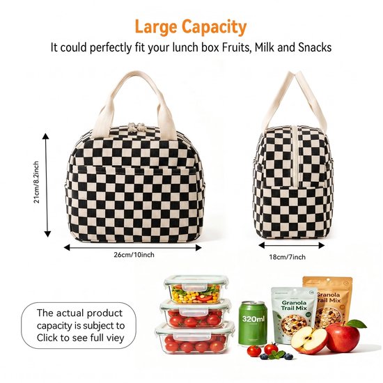 Dailygoods- Lunchtas grote geïsoleerde - herbruikbare draagtas - lichtgewicht - 9L capaciteit - modern design - luxe corduroy buitenkant - Lunchbox van Dailygoods — afbeelding 4