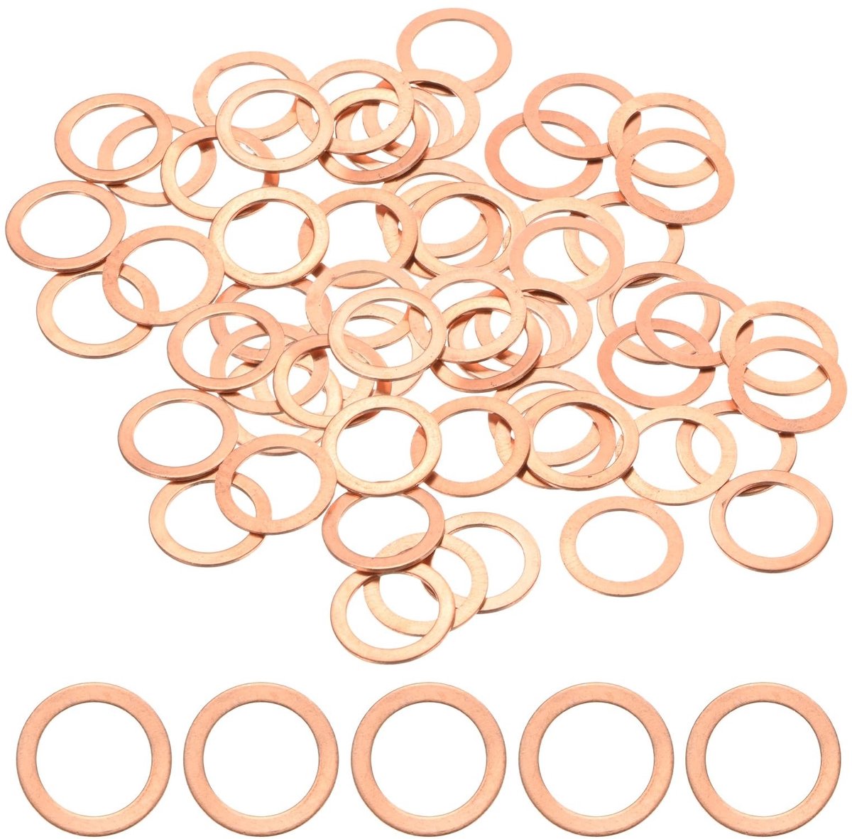 Dailygoods - M METERXITY 60 stuks koperen schijven, metrisch, M16 x 22 x 1 mm, koperen afdichtringen voor bouten, schroeven, moeren voor auto/machine/hydrauliek, platte ring van metaal