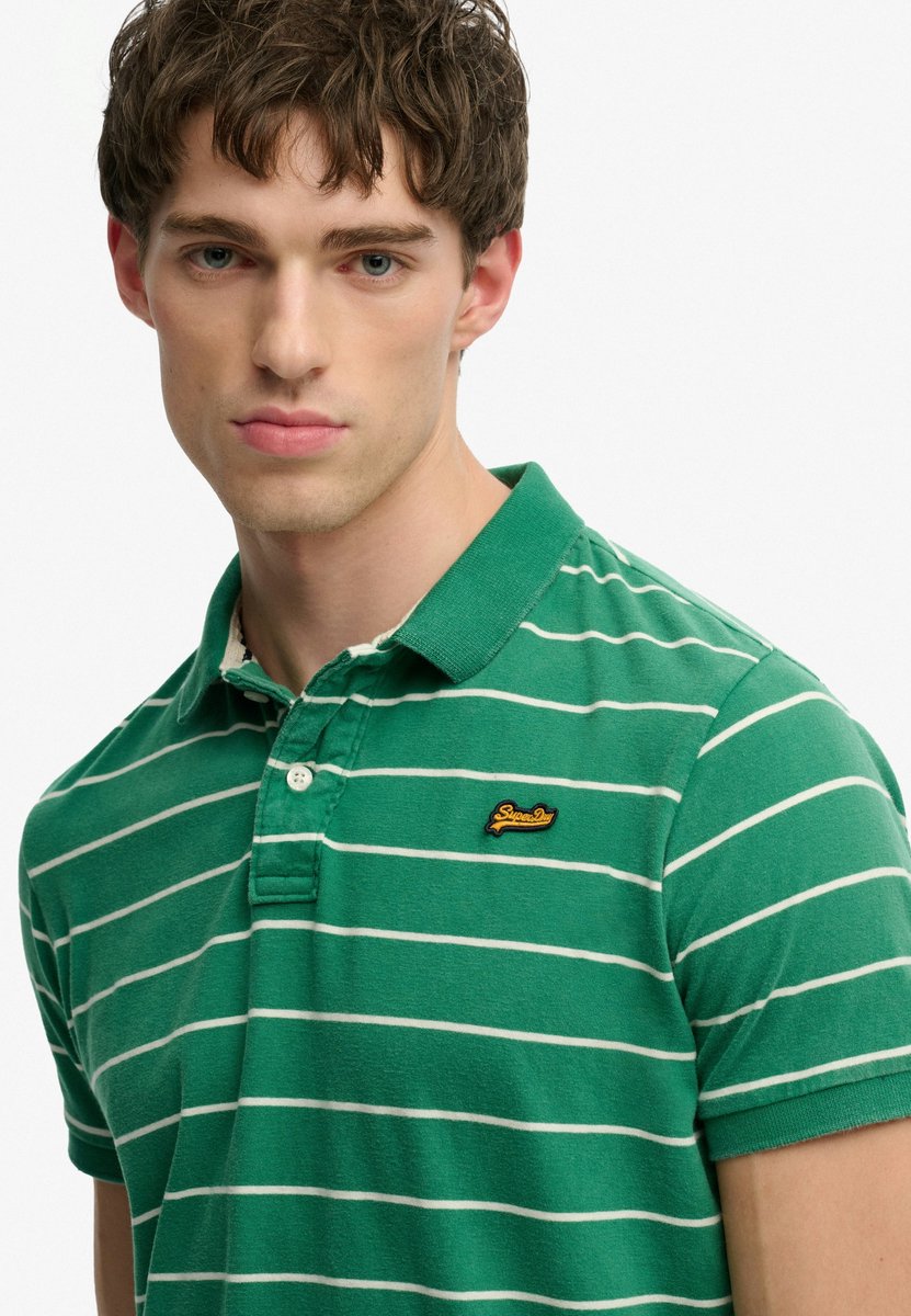 Superdry Vintage Stripe Korte Mouw Poloshirt 3XL Man Groen