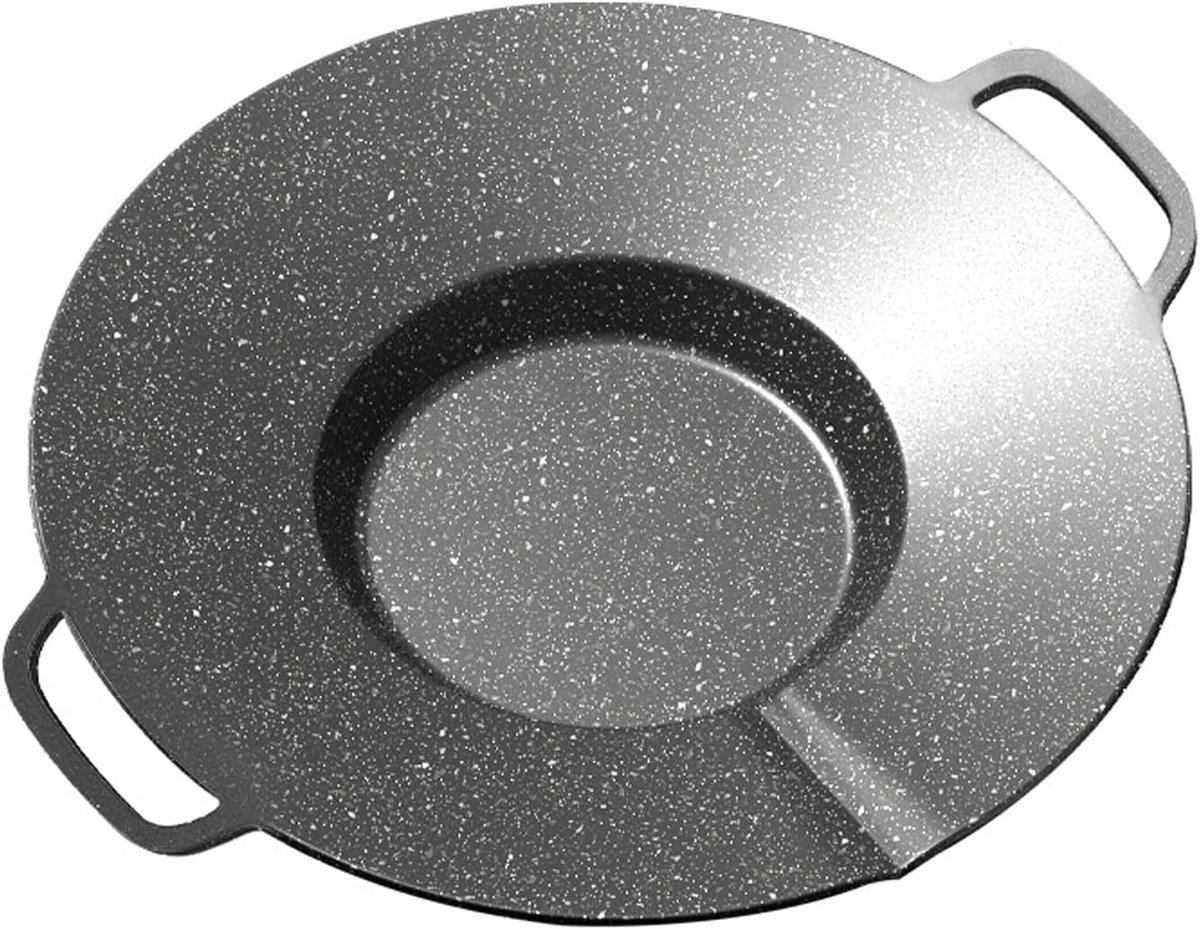 Ronde bakplaat Grillplaat fornuis Buiten koken Antiaanbaklaag 42 x 37 cm Zwart