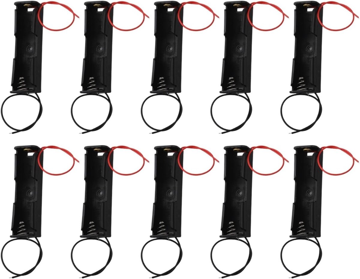 Batterijhouder Case - Opbergdoos Leads - DIY Elektronica Projecten - Met Draad - 15 Stuks - Zwart