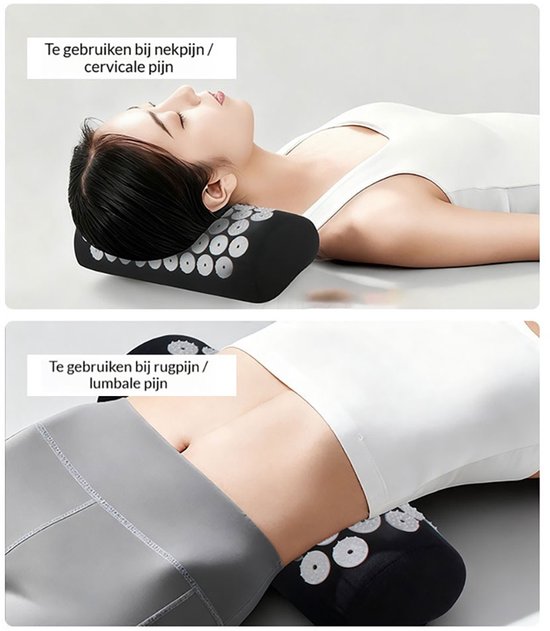 Gloovon® - Spijkermat met Kussen - Acupressuur Mat - Massage Mat - Lotusbloem - Incl. Draagtas - 68x42x2 cm - Zwart van Gloovon® — afbeelding 2