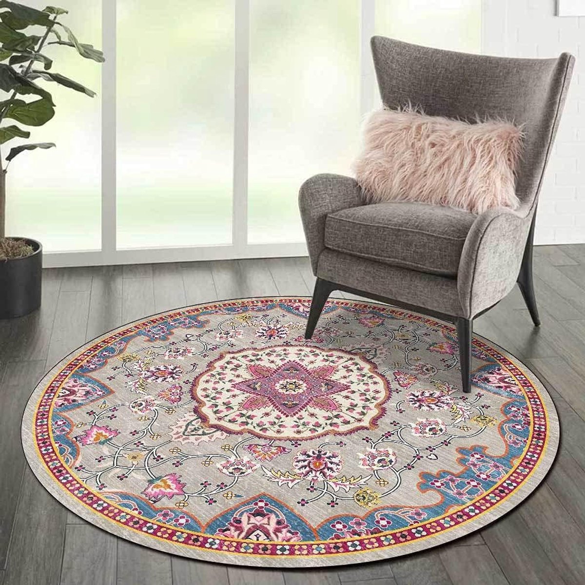 Ronde Vloerkleed - Zachte Vloerbedekking - Woonkamer Decoratie - Antislip Onderkant - 100