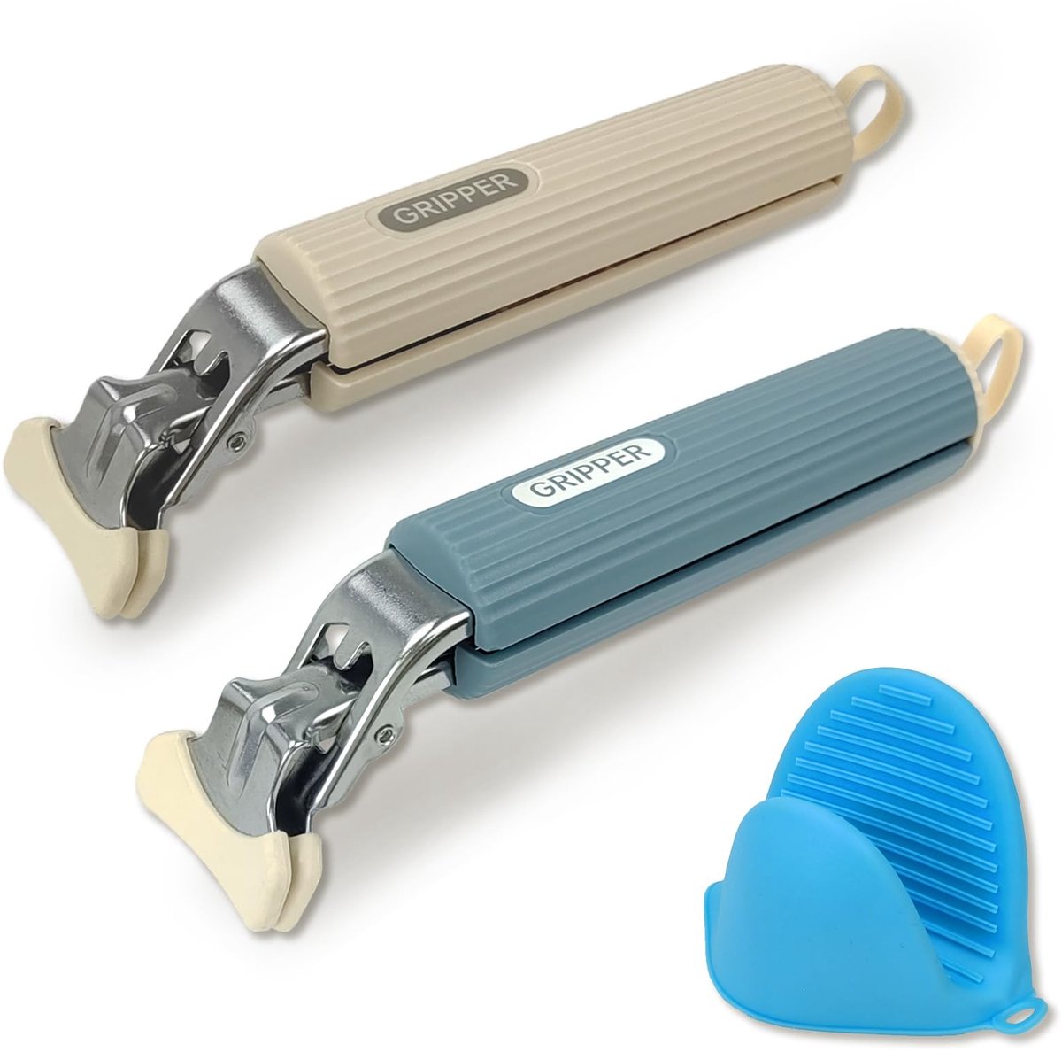 Dailygoods - 2 stuks siliconen keukentangen, keukentang, anti-verbrandingsclip, voor heteluchtfriteuse, microgolven, keuken hete lade grijper (met 2 warmte-isolerende handschoenen