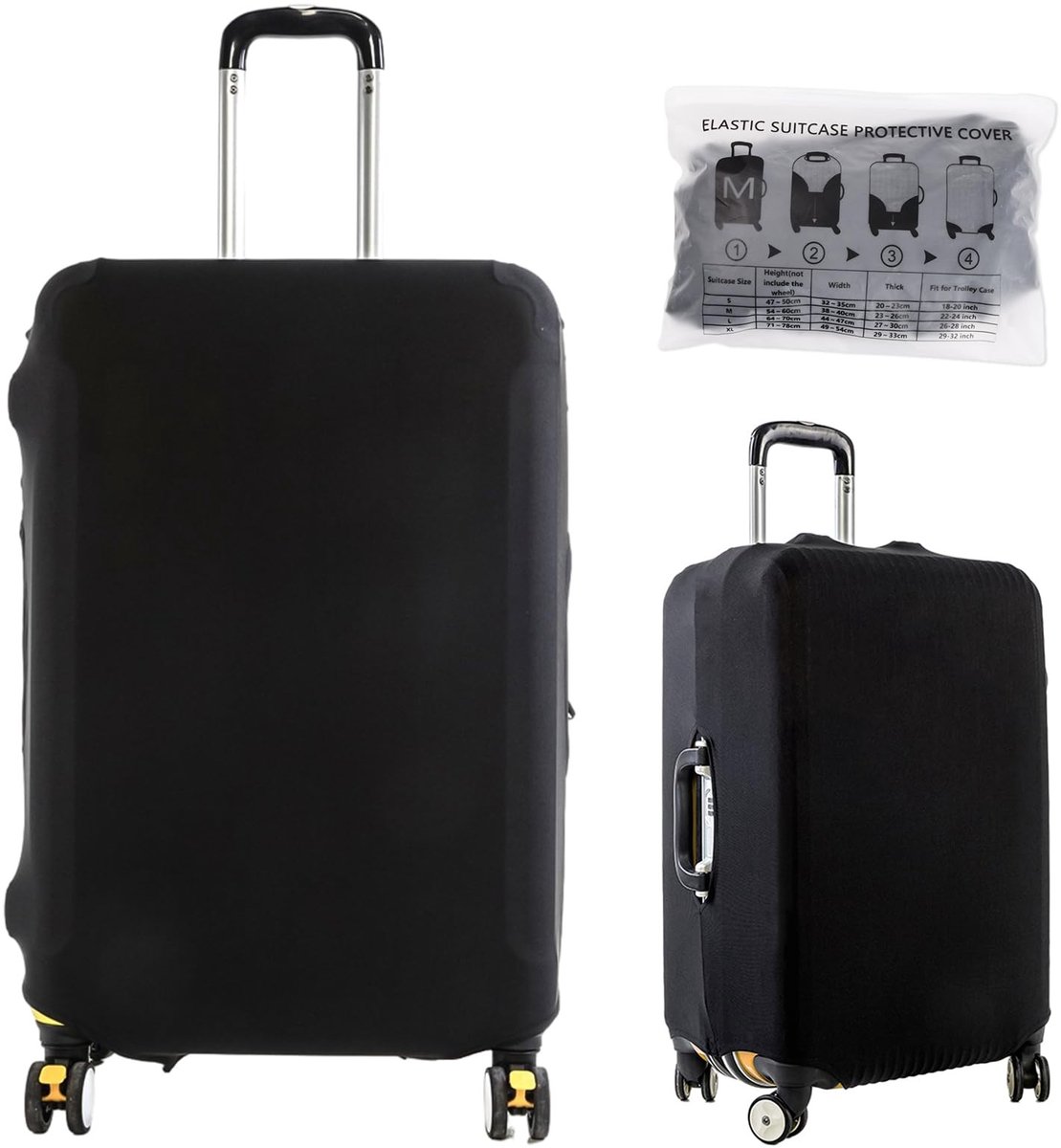 Dailygoods - Elastische bagagehoes, kofferhoes bagage, kofferbeschermer, bagagehoes, kofferbescherming, kofferhoes, kofferhoes, beschermhoesbeschermers, stofdichte trolleybagagebeschermer, voor wielen