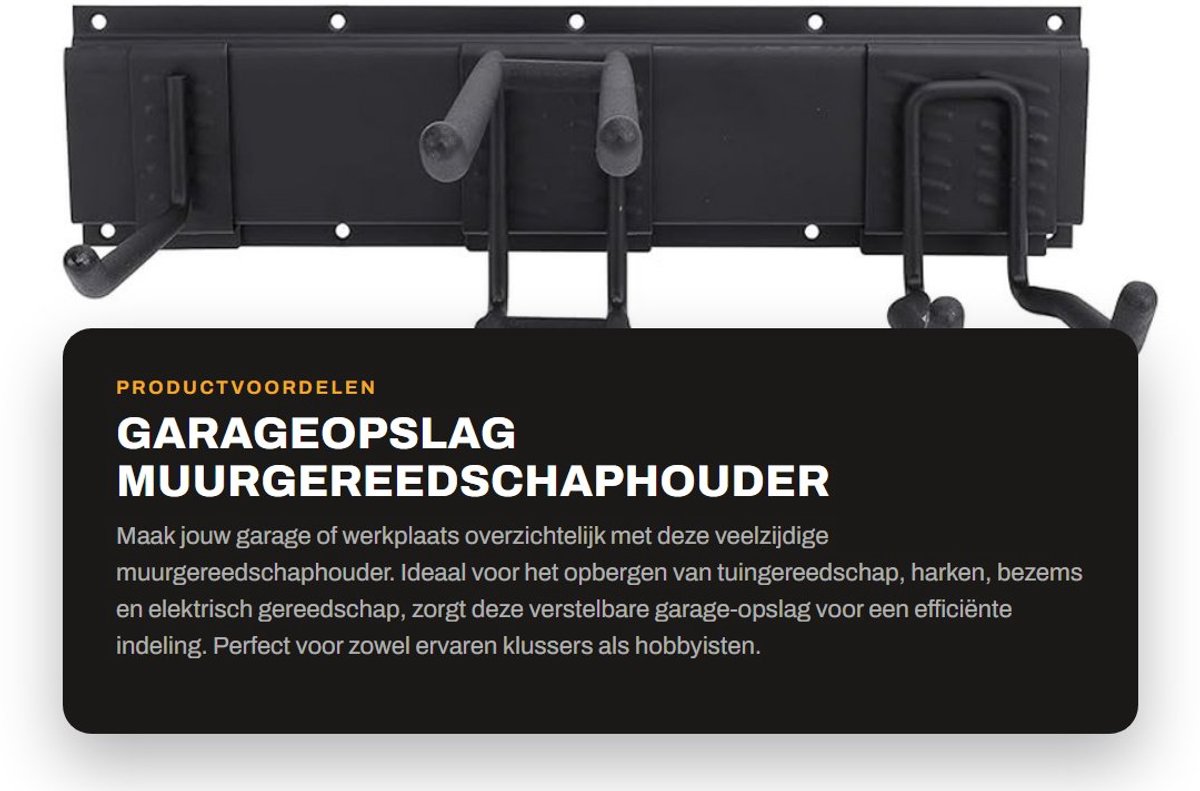 Dailygoods - Garageopslag - Muurgereedschaphouder - Verstelbare Garage-apparaathouder - Fietsmuurbeugel - Gereedschapsorganisator - Ruimtebesparend -...