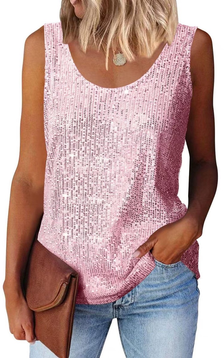 Dailygoods- Top Sprankelend Pailletten - Mouwloos - Zachte Voering - Comfortabele Pasvorm - Perfect voor Feest - Geschikt voor Avondje Uit - Tanktop