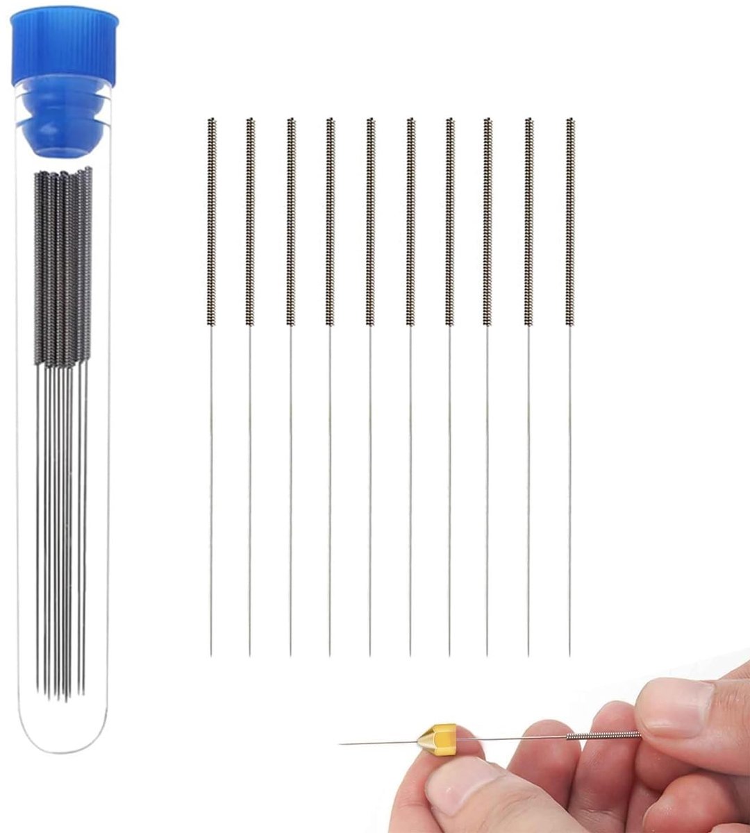 Dailygoods- Mondstukgereedschap - Reinigings- en Onderhoudsset - 10 Stuks 0,5 mm Reinigingsnaalden - Roestvrij Staal - Eenvoudig te Gebruiken - Praktische Opbergdoos - Reinigingsset
