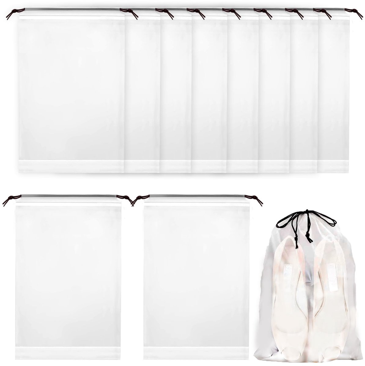 Dailygoods - 20 x 30 cm schoenentas met trekkoord reizen schoenenzak PE reizen gadgets reizen benodigdheden koffer organizer schoenen waterdichte reistas vliegtuig reisbenodigdheden accessoires vakantie 10 stuks,