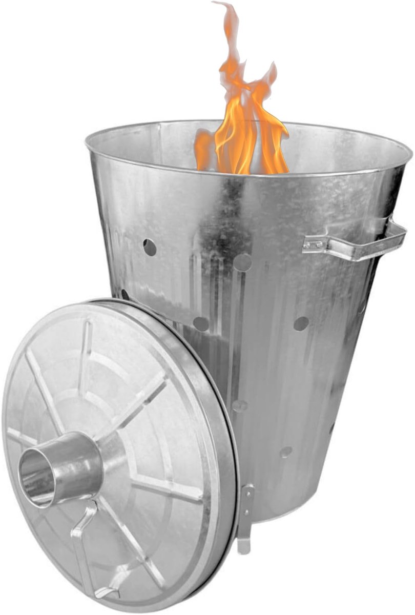 Dailygoods- Vuurton XL 110 liter - Vuurkorf voor tuinafval - Ronde vuurkorf - Deksel met ventilatieopening - Stabiele poten - Optimale verbranding