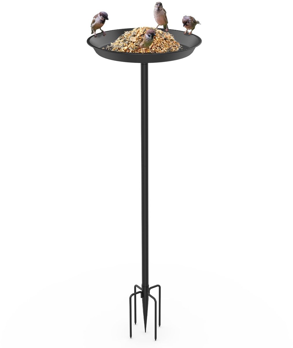 Dailygoods- Vogelbad Roestbestendig - Staand - Voederplaats - Drinkbak - Buiten - Diameter 30 cm - Hoogte 90 cm - Vogeldrinkbak