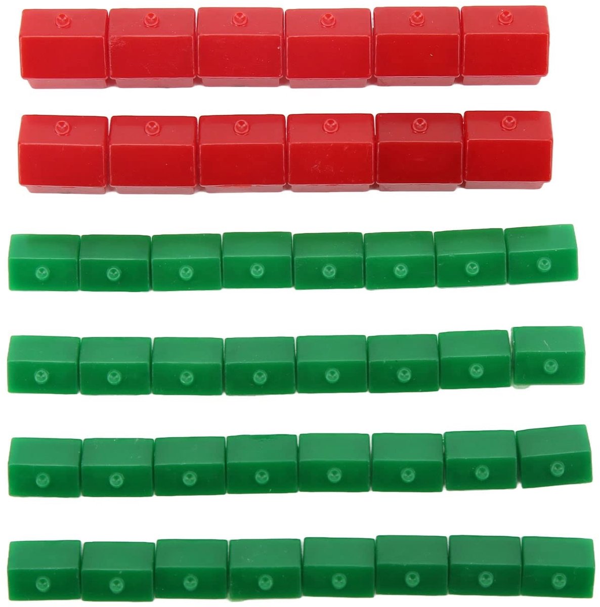 Dailygoods- Vervangingsonderdelen - 12 Rode Huizen / 32 Groene Huizen - Bordspellen - Duurzaam Plastic - Lichtgewicht - Slijtvast - Bordspelhuizen
