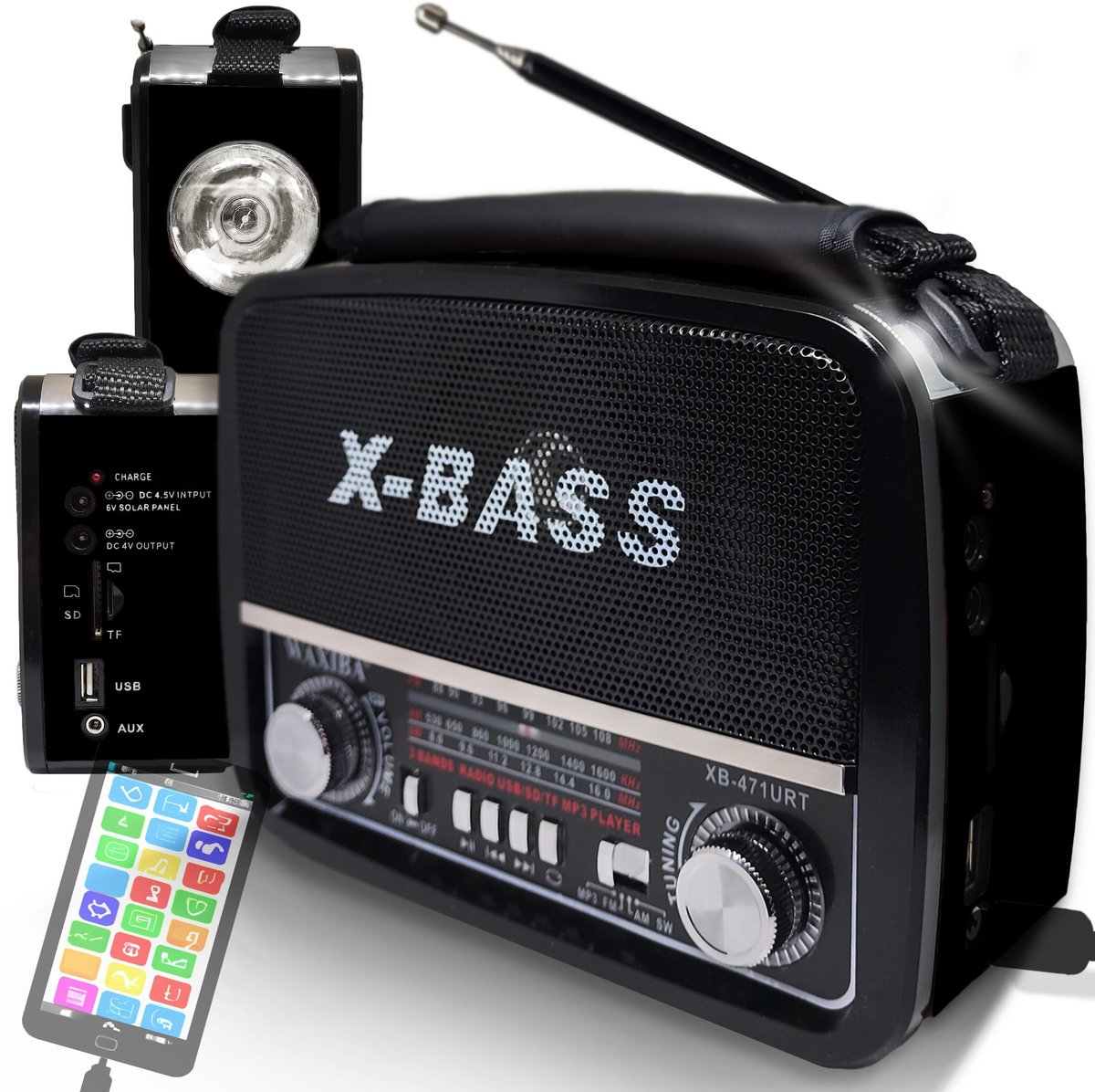 Dailygoods- Kofferradio Bluetooth - Draagbare Radio - Retro Houtlook - USB/SD Kaartsleuf - AUX/Hoofdtelefoonaansluiting - Compact Systeem