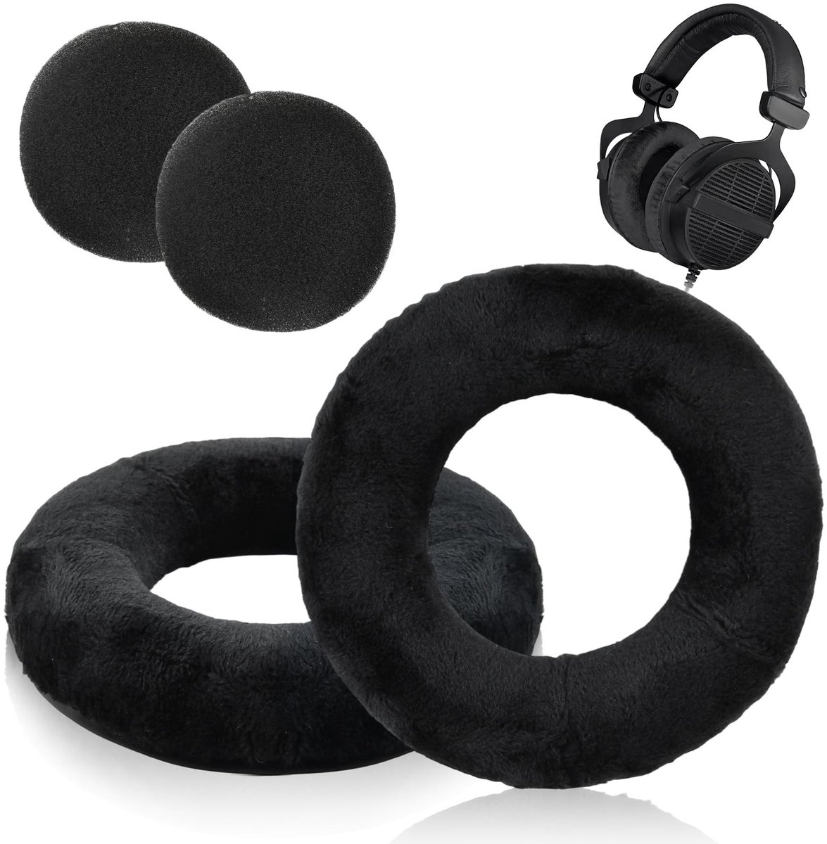 Dailygoods - Vervangende oorkussens, compatibel met DT990 / DT880 / DT770 PRO hoofdtelefoon, zachte stof, hoogwaardig schuim, verbeterde duurzaamheid en geluidsisolatie (zwart)