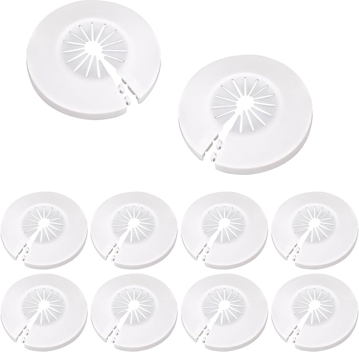 Dailygoods- Radiator Cover - 8 Stuks - Voor Verwarmingsbuizen 16/20/25 mm - Snap-On Installatie - Decoratief - Polypropyleen - Wit - Rosettes