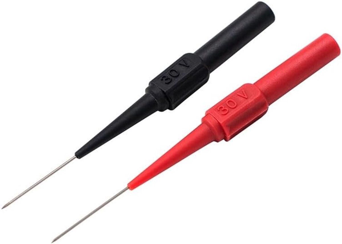 Test Naald Set - Meetpennen - Kabeltesten Uitvoeren - Dunne Roestvrijstalen Naald - AC30V DC60V - Zwart Rood
