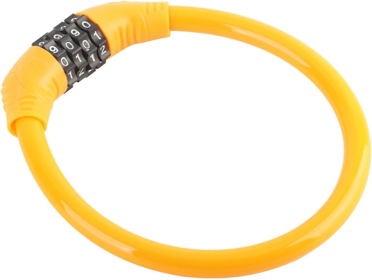 Fietsslot Kabel - Diefstalbeveiliging - Veilig Fietsen - 4-Cijferig Slot - 18 x 16 x 3 cm - Oranje