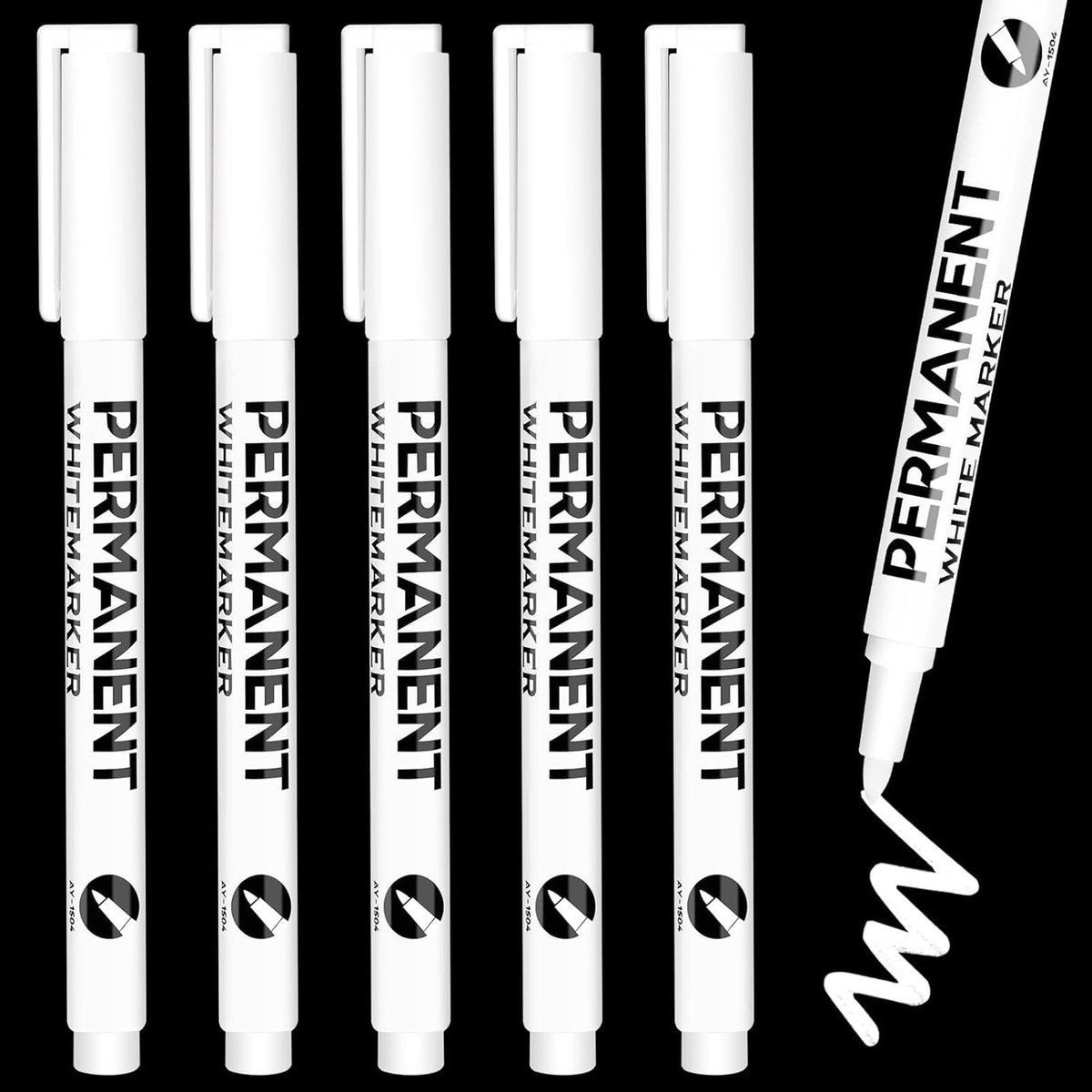 Dailygoods- Permanente Markers 5 Stuks - Wit - Waterdicht - Sneldrogend - Geurloos - Fijne Tip 1,5-2 mm - Viltstiften
