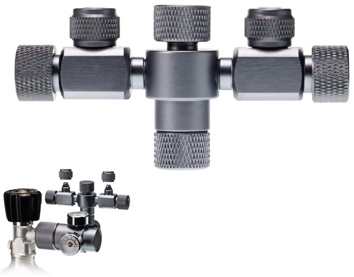 Dailygoods- CO2 Splitter Aluminiumlegering - Dual-Precision Naaldklep - 2-weg Ventiel - Uitbreidbaar Ontwerp - Nauwkeurige Stroomregeling - 6 Uitgangskanalen - Aquariumverdeler