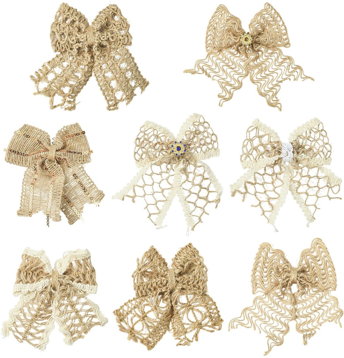 Dailygoods- Jute Strikken Set 16 Stuks - Handgemaakte Decoratieve Strik - Bruiloft/Festiva