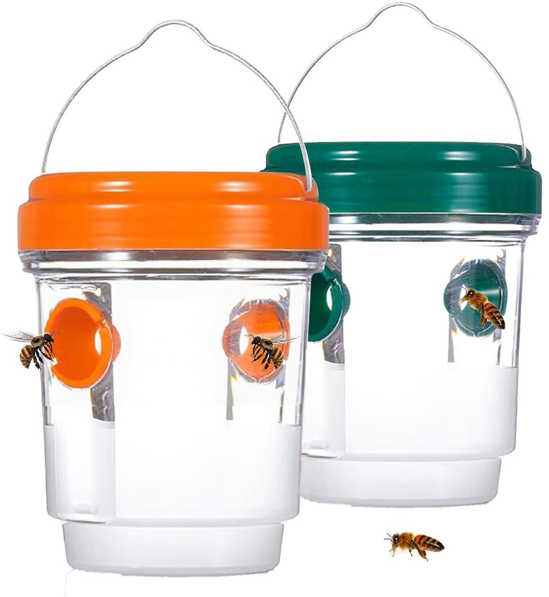 Dailygoods- Wespenval 360 Graden Effect - Insectenvanger - Diervriendelijk - Geschikt voor Buiten - 2 Stuks - Transparant/Oranje - Insectenval