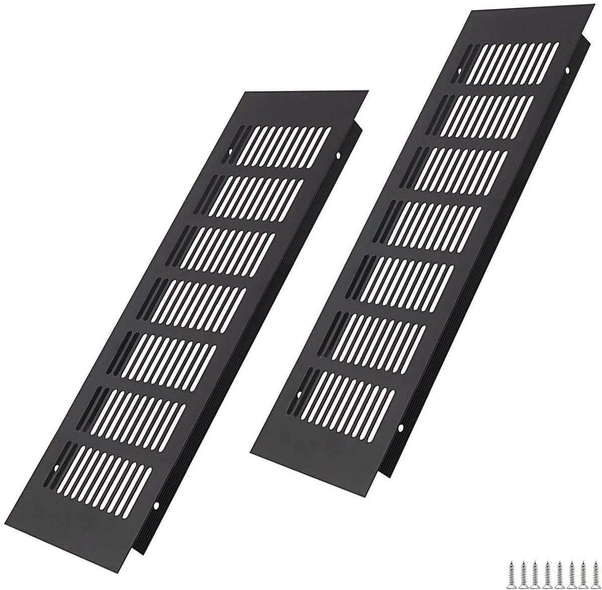 Dailygoods- Ventilatierooster 300 x 100 mm - Aluminium - Zwart - Ventilatie - Luchtcirculatie - Eenvoudige montage - Onderhoudsvriendelijk - Ontluchtingsrooster