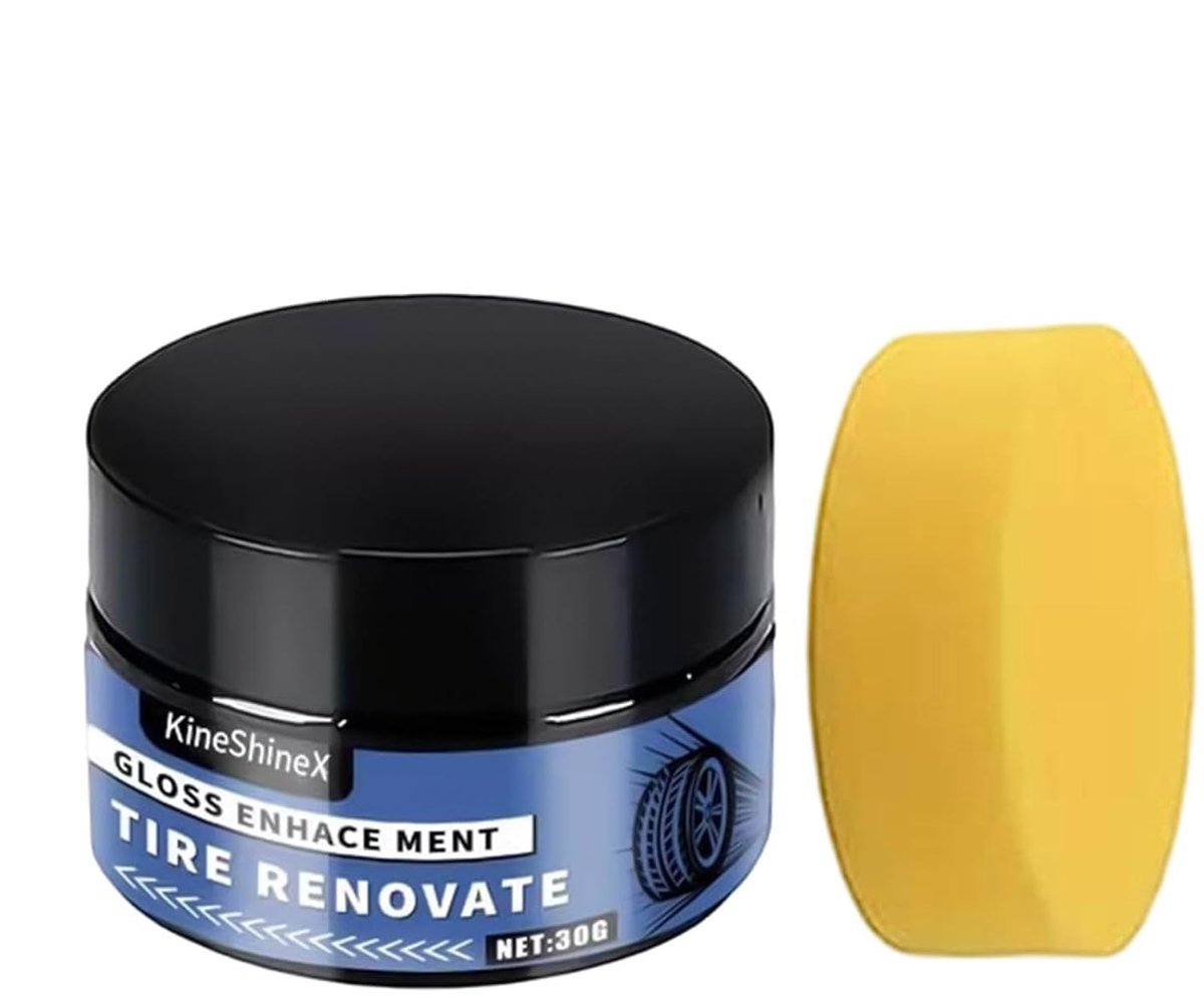 Bandenreinigingspasta - Bandenreiniger Glans - Voertuigonderhoud - Inclusief Spons - 50 g - Zwart