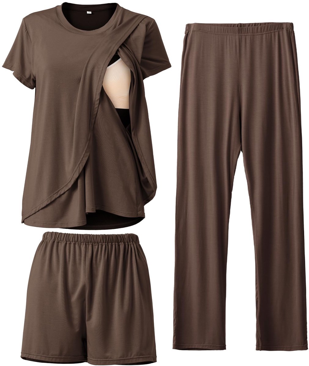 Dailygoods- Borstvoedingspyjama 3-delig - Zacht - Casual - Zwangerschapskleding Dames - Loungewear - Comfortabele stoffen
