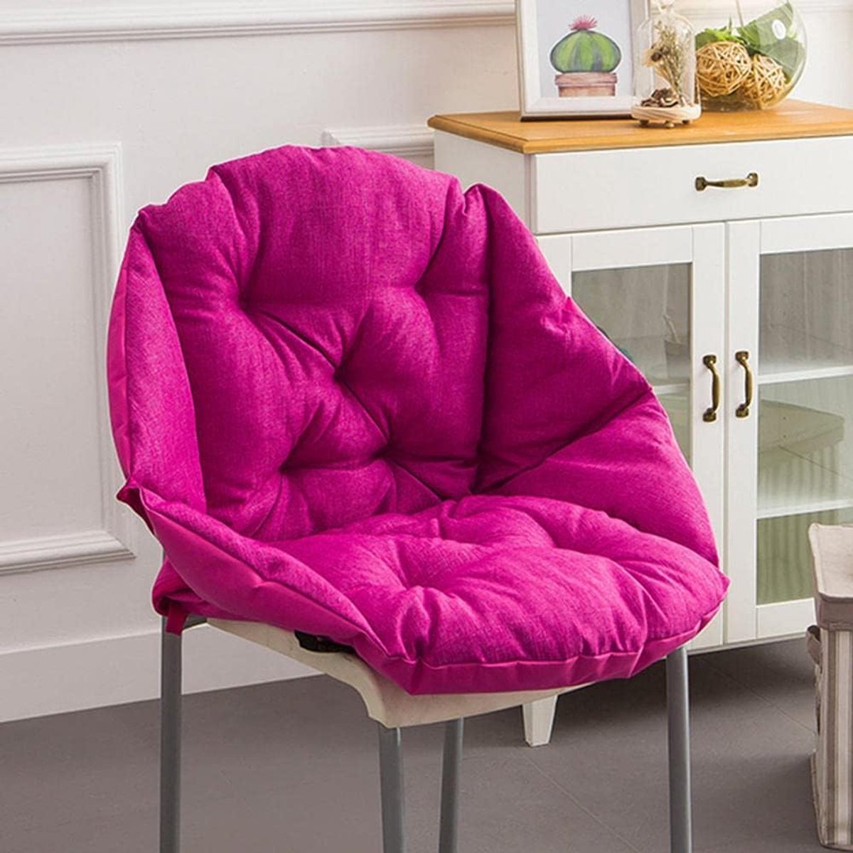 Stoelkussen - Zachte Zit - Comfortabel Zitten - Praktische Lussen - 48x52x52cm - Roze