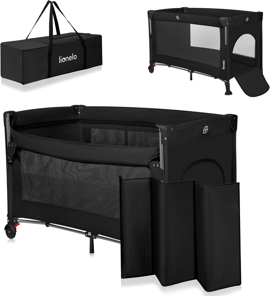 Reisbedje 3-in-1 - Babybedje Co-sleeper - Veilig Slapen - Twee Matras Hoogtes - 60 x 120 cm - Zwart