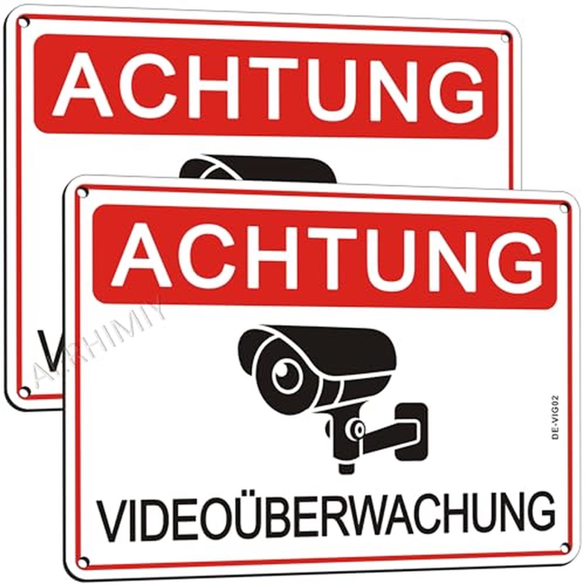 Waarschuwingsbord - Camerabewaking - Veiligheid - Reflecterend Aluminium - 20 x 15 cm - Rood