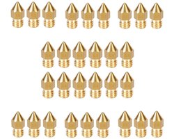 Dailygoods- Messing Nozzle Set 30 Delen - 12×0,4mm - 3×0,2/0,3/0,5/0,6/0,8/1,0mm - 3D Printer - Voor Creality Ender 3/CR-10 - Nauwkeurig Vervaardigd - 3D-printer Mondstukken