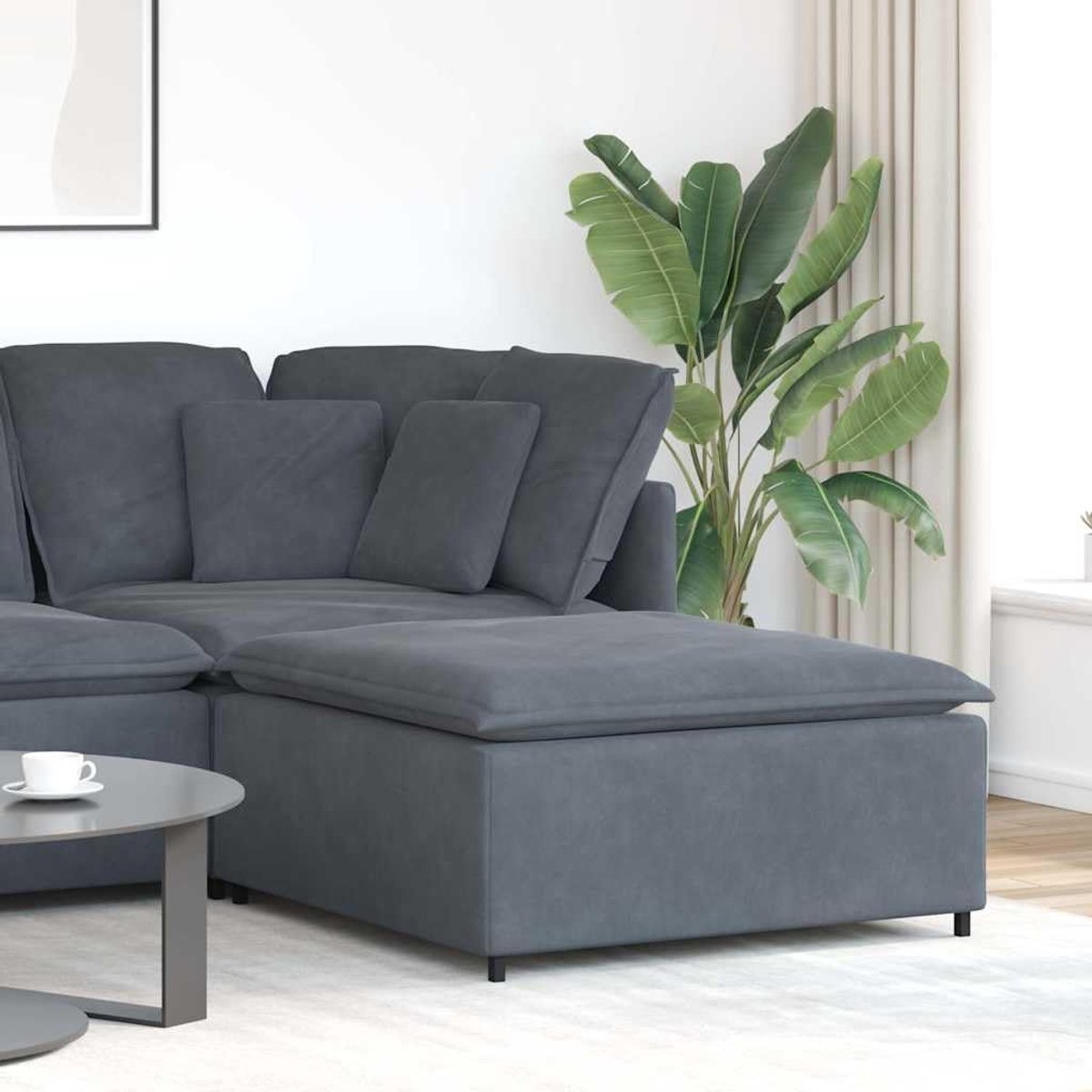 Modulaire voetenbank - Bijzettafel poef - Woonkamer comfort - Individueel combineerbaar - 100 x 100 cm - Donkergrijs