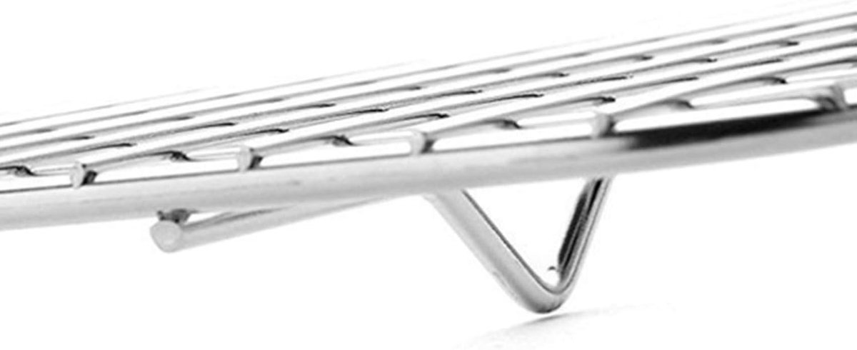 Grillnet met Voet - Barbecue Rek - Buiten Koken - Roestvrij Staal - 16.5 x 16.5 cm - Zilver