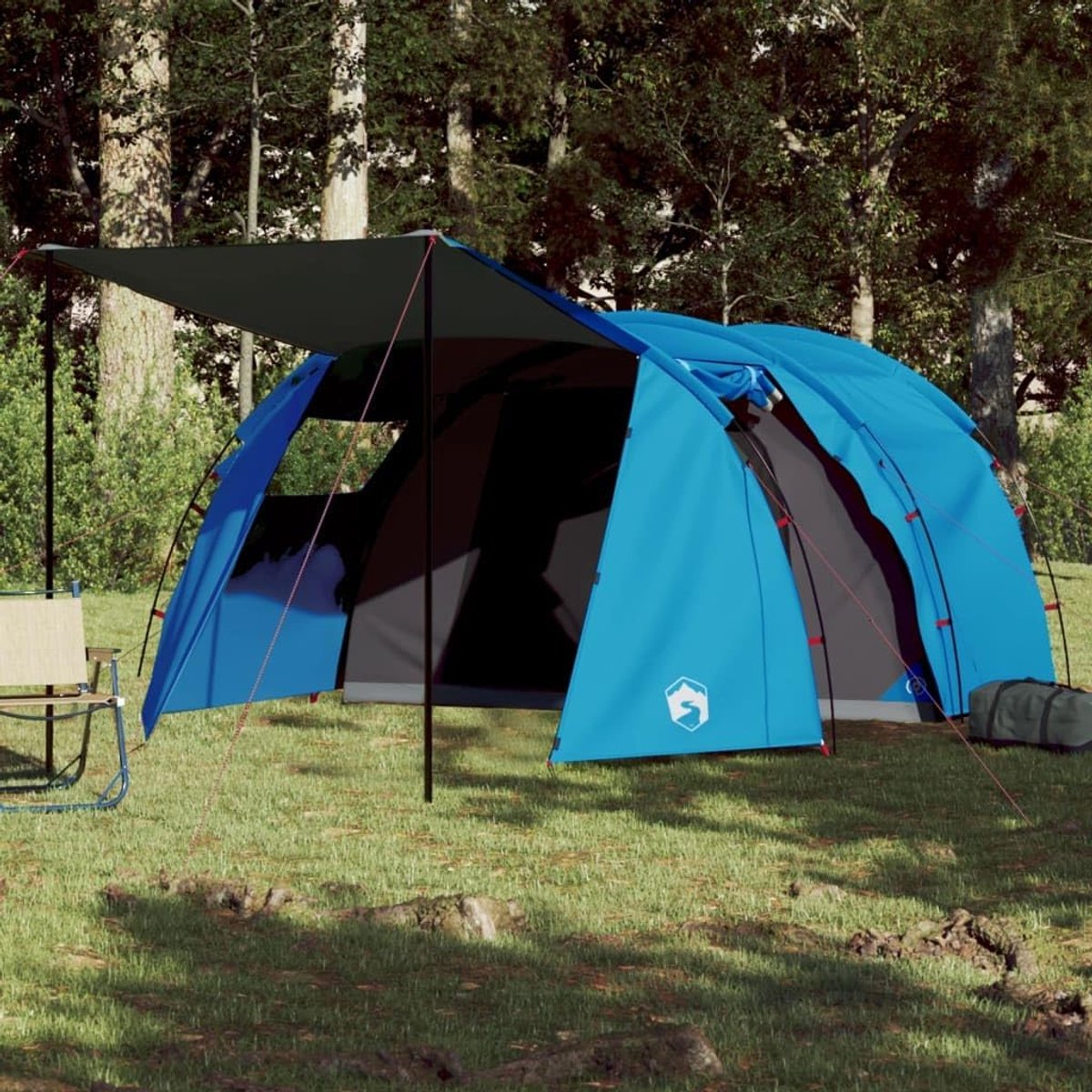 Kampeertent Tunnel - Outdoor Tent - Kamperen Buiten - Waterdicht Winddicht - 4 Persoons - Blauw