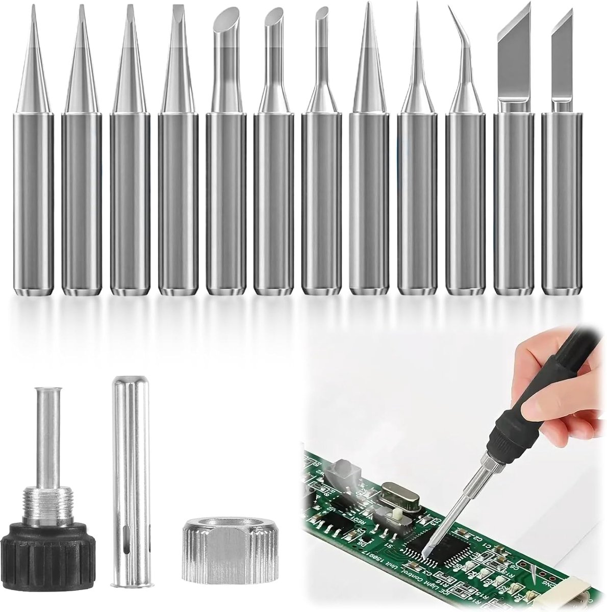 Soldeerbout Tips - Soldeerpunten Set - Elektronica Reparatie - Interne Verwarming - 12 Stuks - Metaal