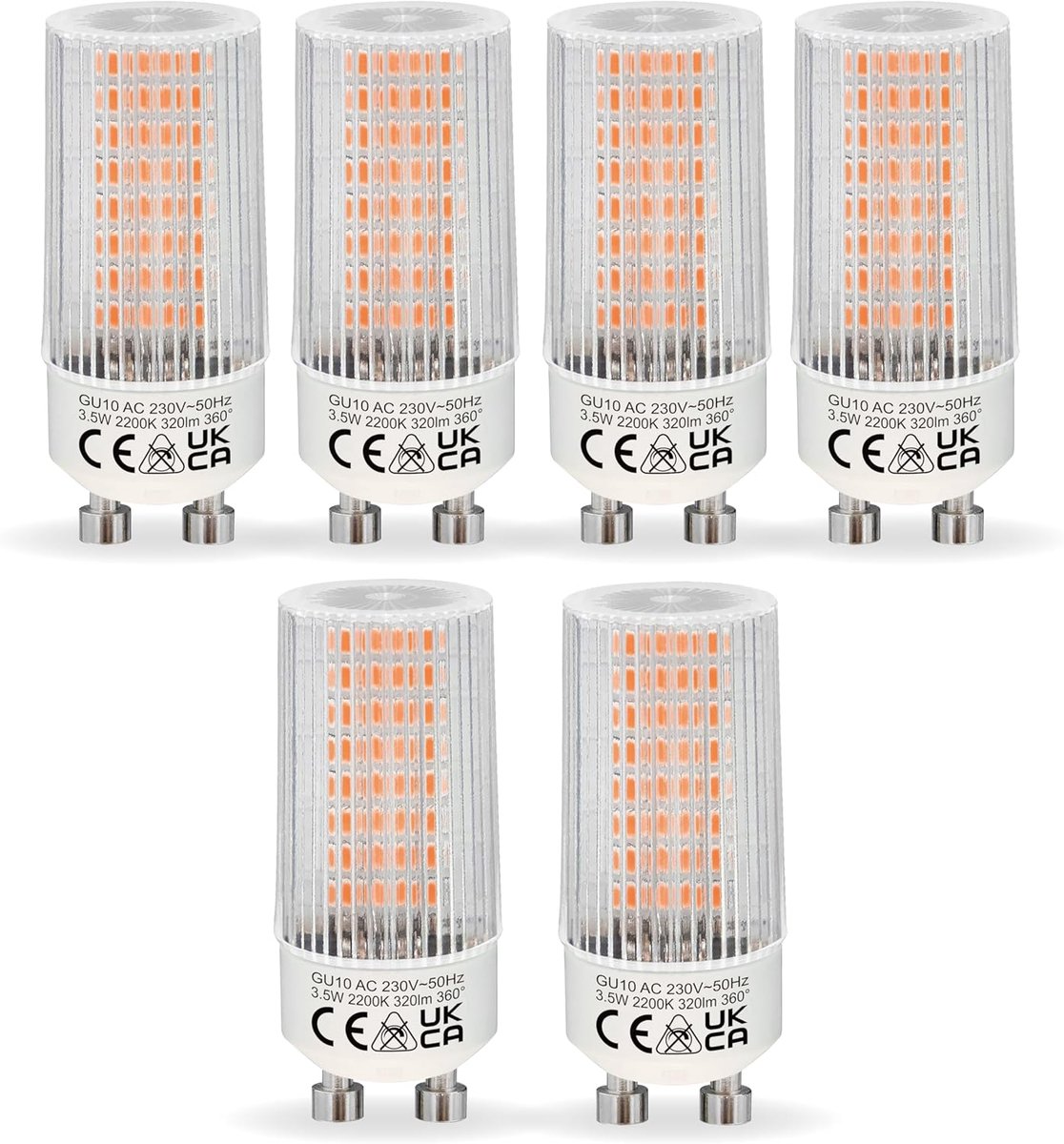 Ledlampen - Spotjes - Binnenverlichting - Energiebesparend - 6 stuks - Warm wit