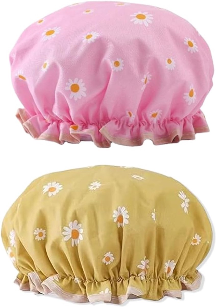 Douchemutsen Set - Haarhoezen - Bescherming Haar - Dubbele Laag - 2 Stuks - Ginger Geel Roze