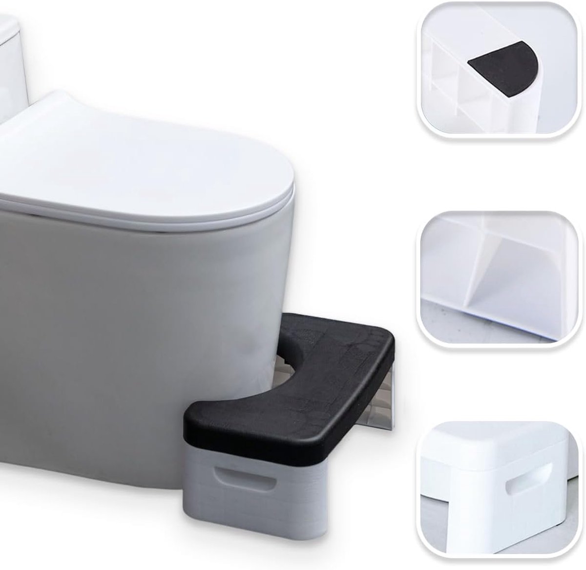 Toilet Kruk - Poep Kruk - Ontlasten Bevorderen - Opvouwbaar Ontwerp - 21.5 x 39.5 cm - Wit