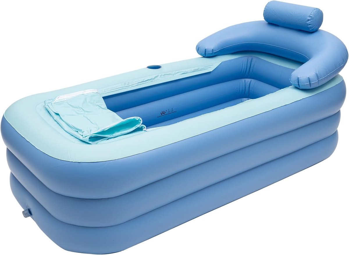 Opvouwbare Badkuip - Draagbaar Buitenzwembad - Ontspannend Bad - Inclusief Bekerhouder - 160 cm Lengte - Blauw