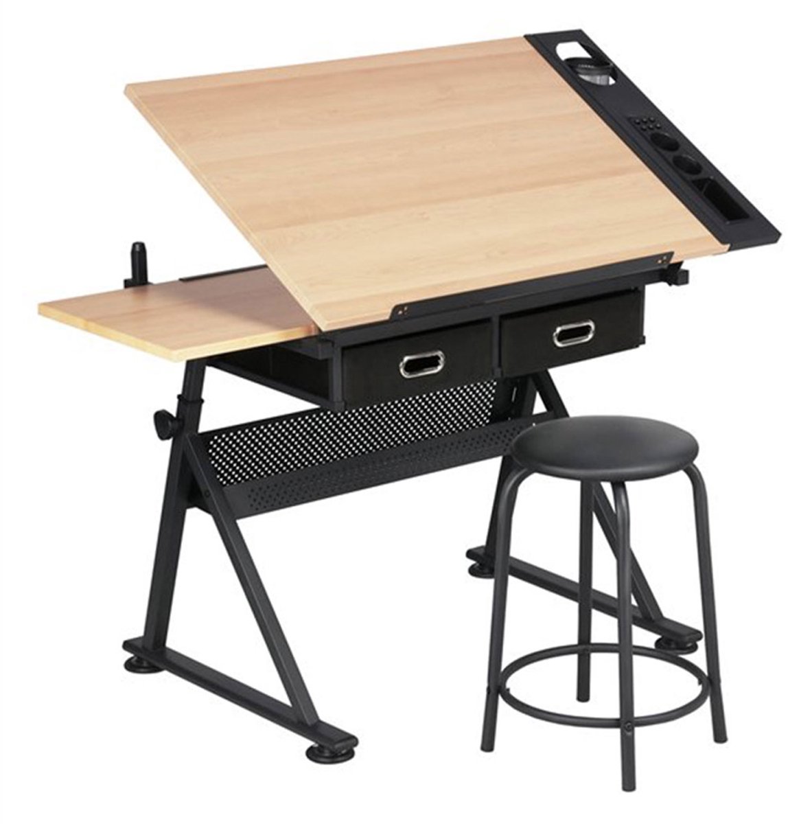 Lykke Tekentafel met Houten Blad en Kruk