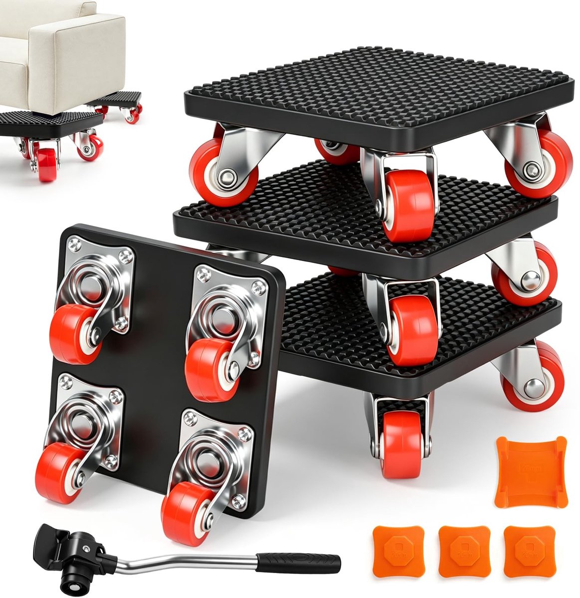 Dailygoods- Meubeltransportwielenset 9-delig - 360° Draaibare Wielen - Maximaal 500 kg Draagvermogen - Hoogwaardige Materialen - Antislip Ontwerp - Geschikt voor Zware Meubels - Meubelrollen