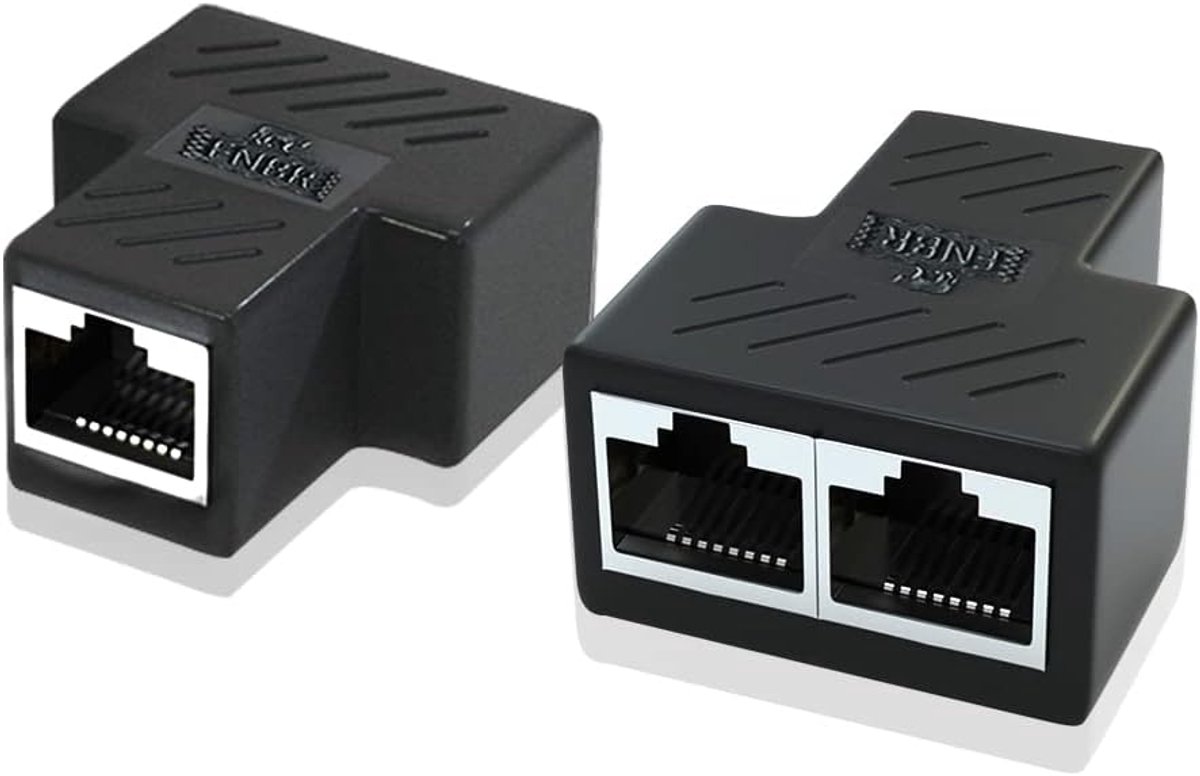 Netwerk Splitter - Ethernet Adapter - Twee Apparaten Online - Stabiele Verbinding - 2 Poorten - Zwart