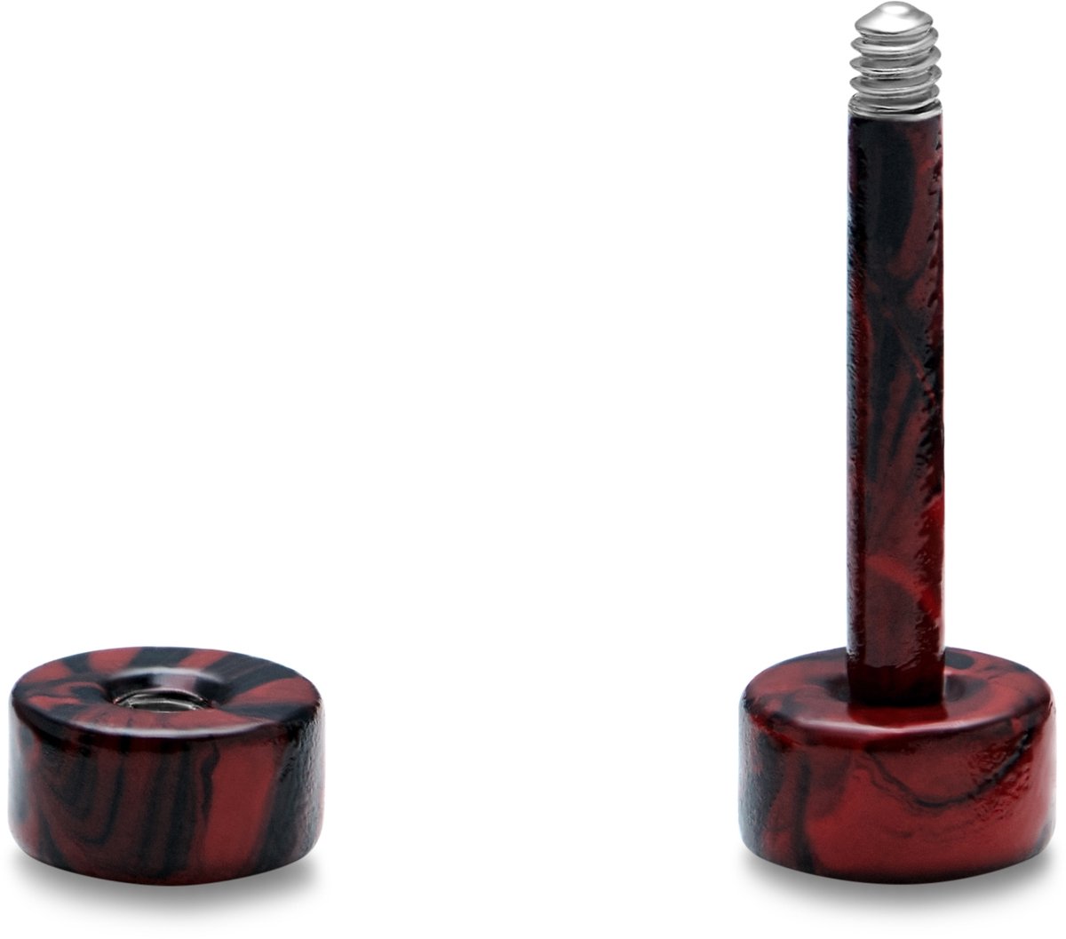 Satago | 4 mm Roestvrijstalen Fake Plug Oorbel in Zwart en Rood