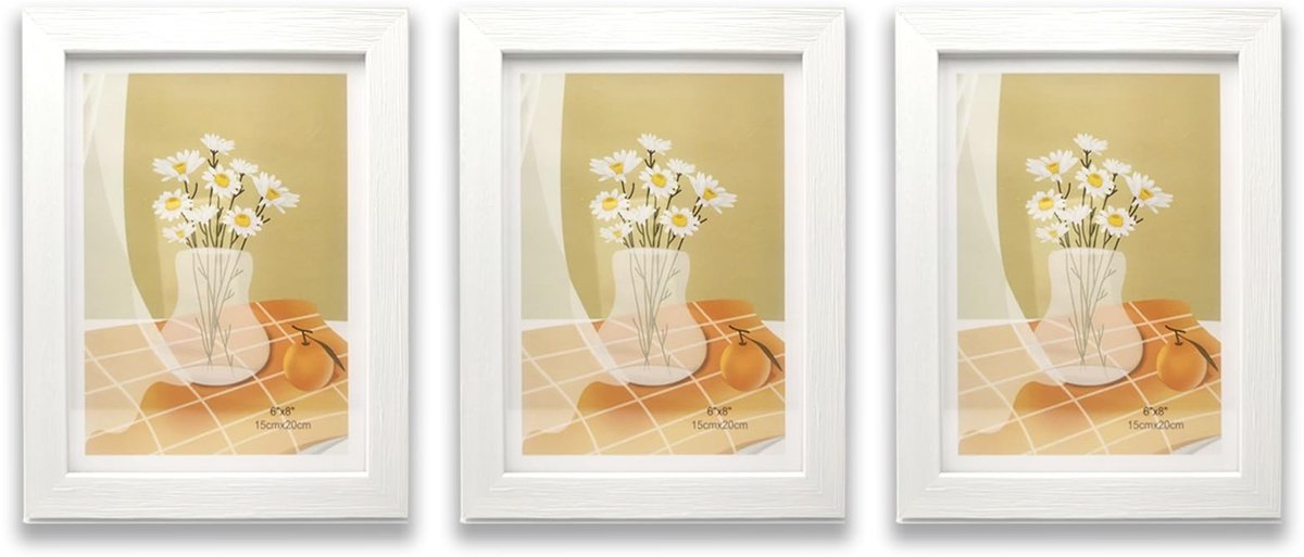 Dailygoods - Fotolijst 15 x 20 cm, 3 stuks, lijst 15 x 20 cm, voor foto's en afbeeldingen, wand- of tafeltenten (wit)