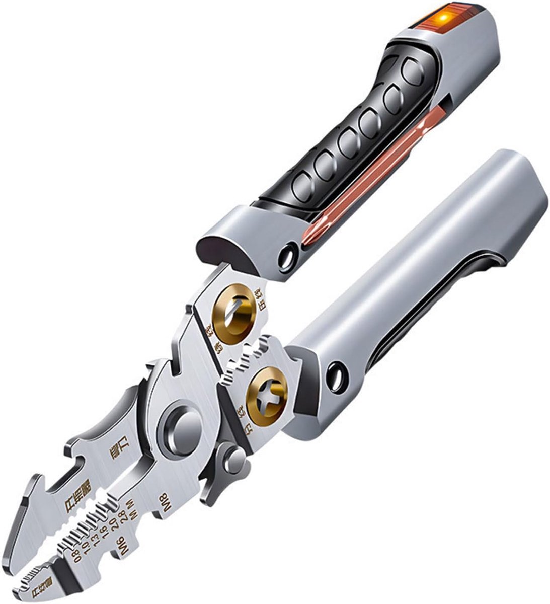 Draadstripper Tang - Multitool Elektricien - Draad Bewerken - 21-in-1 Functies - 190 mm - Geel